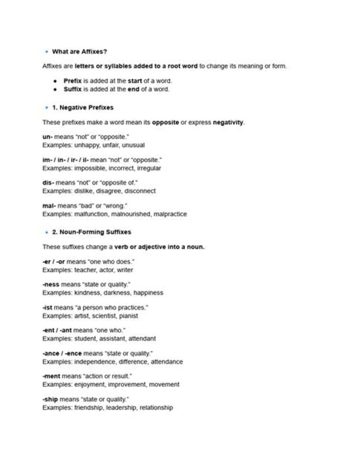 What are affixes PDF?