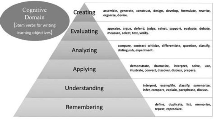 What are the objectives of cognitive domain?