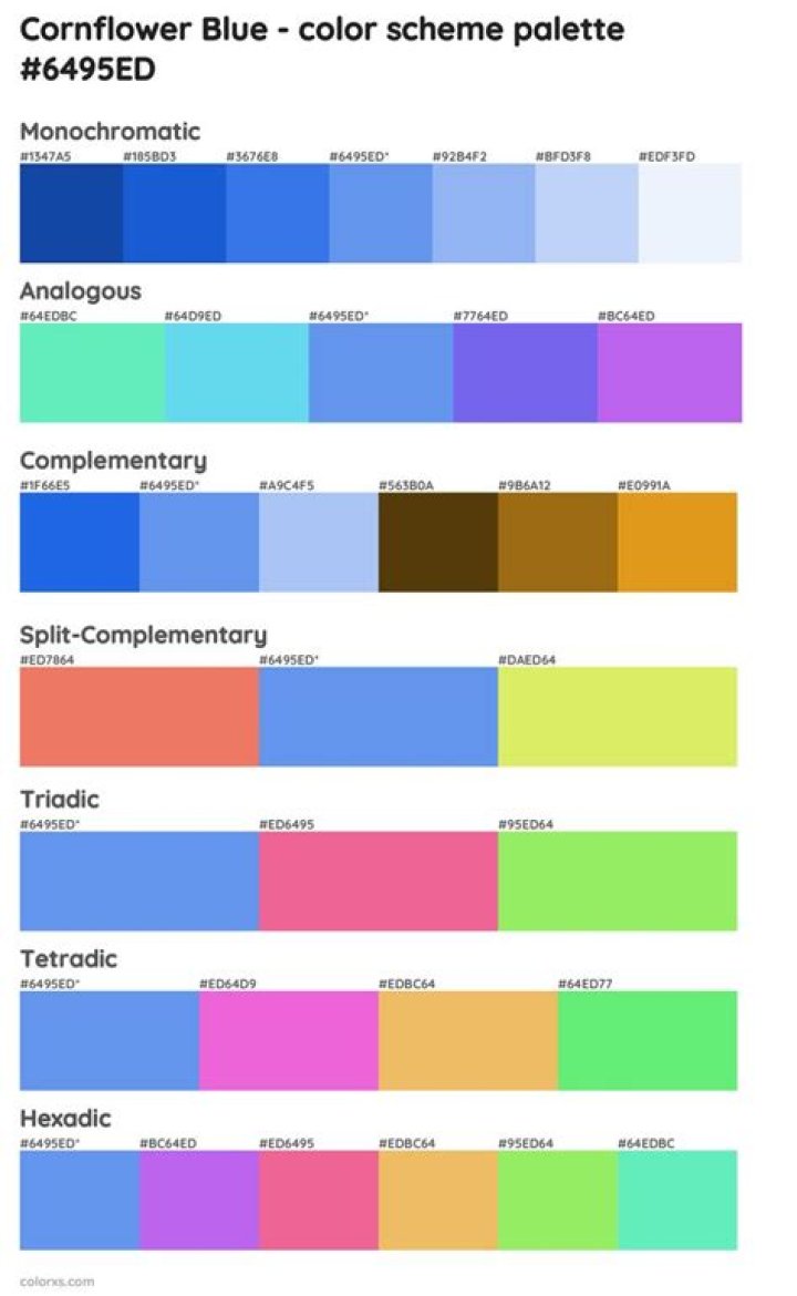 What colors go well with cornflower blue?